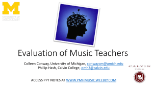 Evaluation of Music Teachers - Music Education Resources