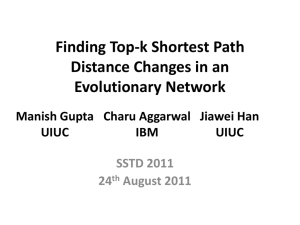 Finding Topk Shortest Path Distance Changes in an Evolutionary