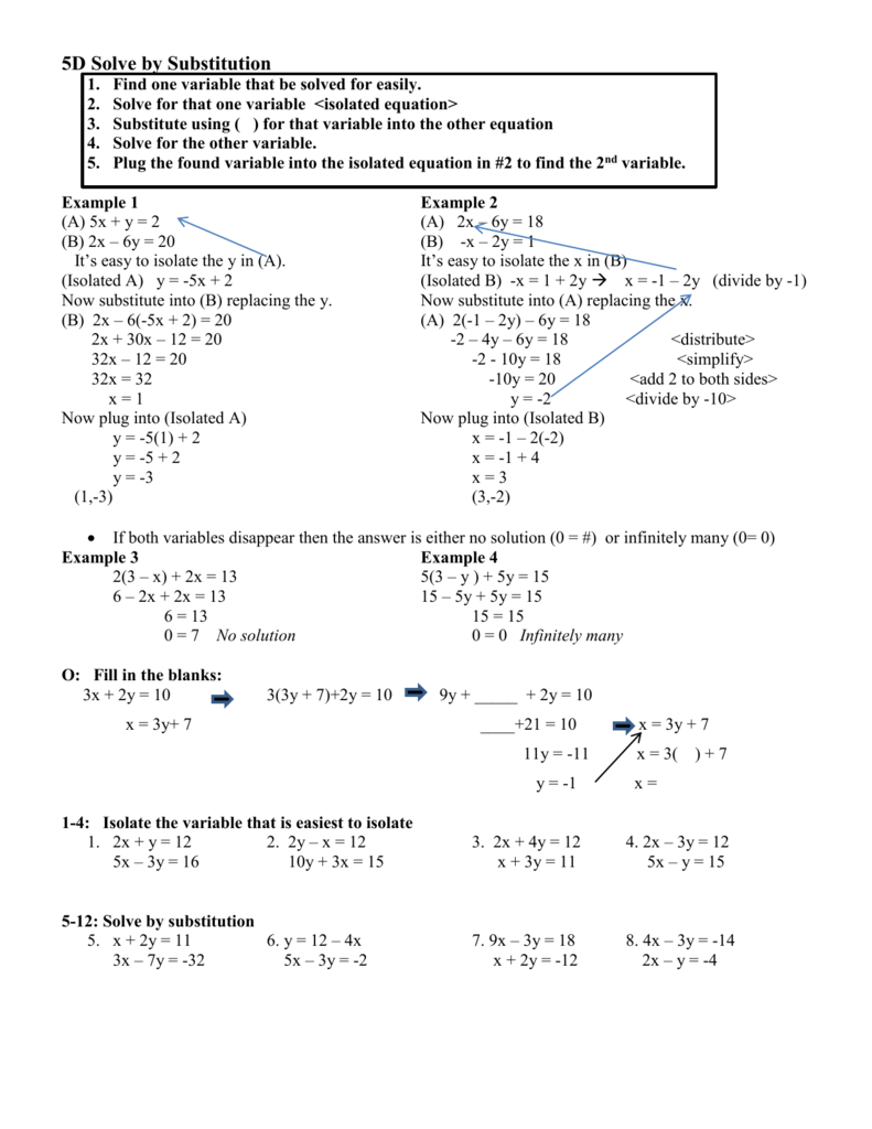 5d Solve By Substitution