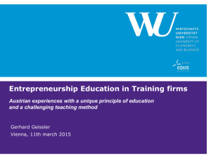 Entrepreneurship Education in Training Firms