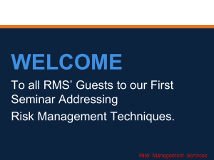 Risk Management Seminar by: Mr. Ray Mattholie