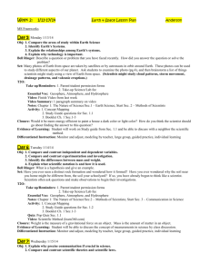 Week 2: 1/13-17/14 Earth & Space Lesson Plan Anderson MS