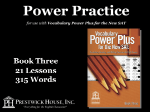 Power Practice for use with Vocabulary Power Plus for the New SAT