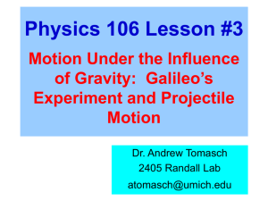 Motion Under Gravity Lab