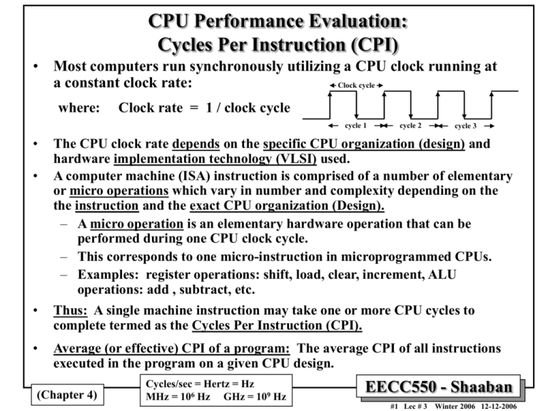 piramide Gemiddeld woestenij Computer Performance Evaluation: Cycles Per Instruction (CPI)
