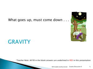study guide for the subject of Gravity which we will be studying soon