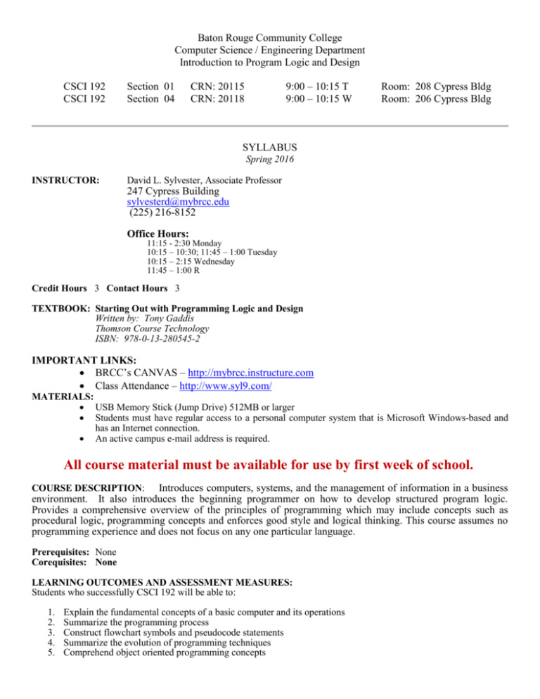 Baton Rouge Community College Syl9