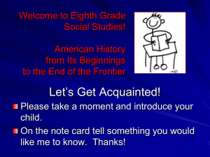 Welcome to Eighth Grade Social Studies! - Parkway C-2