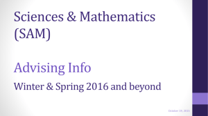 SAM Advising Info — Winter and Spring 2015