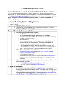 K-State Quality E-Learning Checklist Google Doc