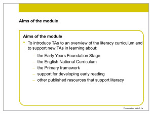 Foundation stage literacy (TDA0290E)