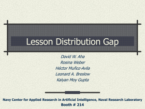 Aug 2001 IJCAI2001 'Lesson Distribution Gap'