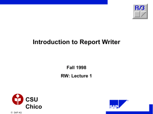 Introduction to Report Writer