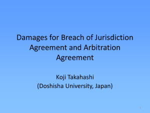 Damages for Breach of Jurisdiction Agreement and Arbitration