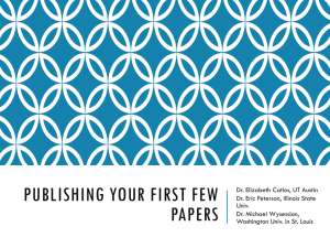 Publishing your first few papers