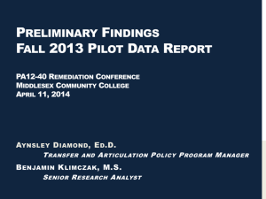 Fall 2013 Pilot Data Presentation: Aynsley Diamond & Benjamin