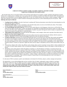 code of conduct agreement for players, coaches, parents and