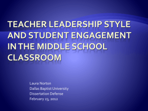 Teacher Leadership Style and Student Engagement in the Middle