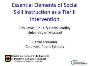 Essential Elements of Social Skills Instruction as a Tier II