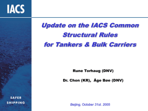 Update on the IACS Common Structural Rules for Tankers