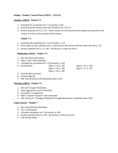 Biology – Chapter 7 Lesson Plans (1/18/11 – 1/21/11) Tuesday 1/18