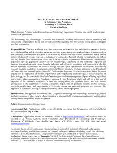FACULTY POSITION ANNOUNCEMENT in Entomology and