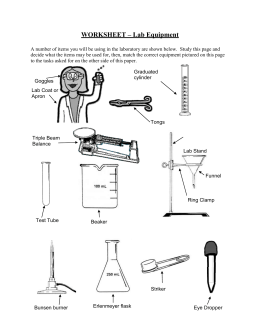 WORKSHEET – Lab Equipment - St. James Physical Science