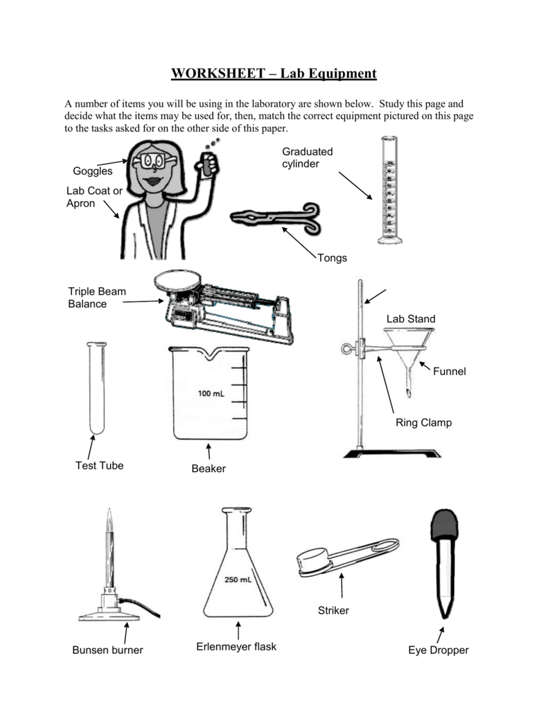 Chemistry Lab Equipment Worksheet