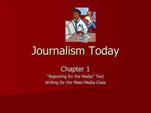 Chapter 1, "Journalism Today"