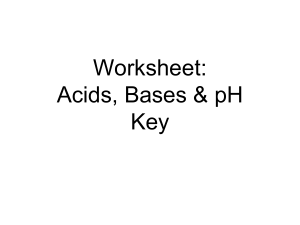Worksheet: Acids, Bases & pH Key