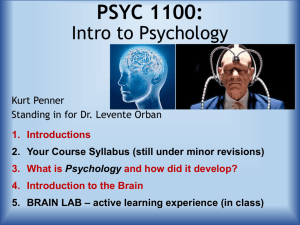 PSYC 1200: Intro to Psychology * Areas & Applications