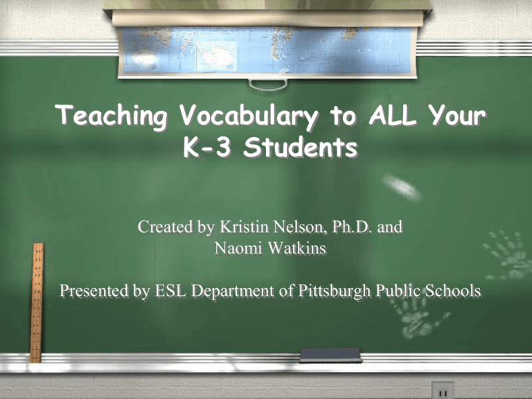 Teaching Vocabulary To ALL Your K 3 Students