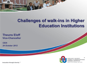 Challenges of walk-ins in Higher Education Institutions