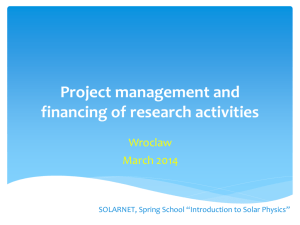 Project management and financing of research activities