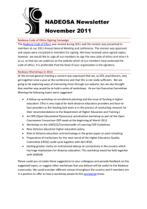 NADEOSA Newsletter November 2011 Nadeosa Code of Ethics