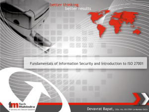 Fundamentals of Information Security and Introduction to ISO 27001