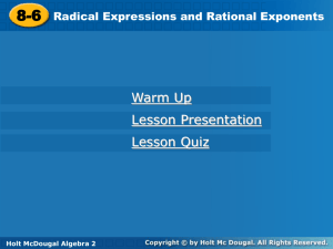 Radical Expressions and Rational Exponents