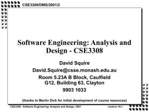 Software Engineering: Analysis and Design - CSE3308