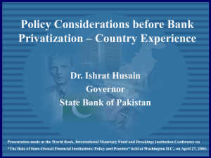 Policy Considerations before Bank Privatization – Country Experience