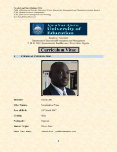 Curriculum Vitae - Dr. Nwachukwu Prince Ololube