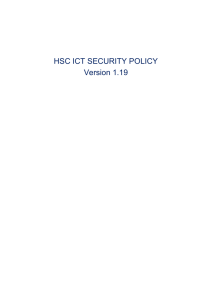 HSC ICT Security Policy Version 1.19 document Word