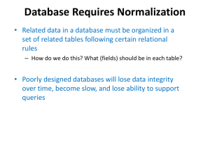 Normalization of a database