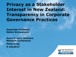 Corporate Governance Privacy - Faculty of Law, The University of