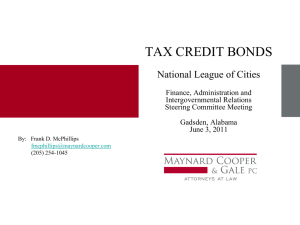 TAX CREDIT BONDS National League of Cities Finance
