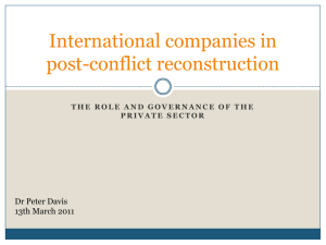 Companies in post-conflict reconstruction