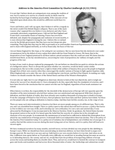 Address to the America First Committee by Charles Lindbergh