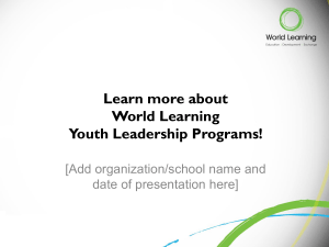 World Learning Youth Programs 2016