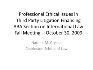 Professional Ethical Issues Presented by Third Party Financing of