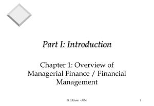 Chapter 1: Overview of Financial Management