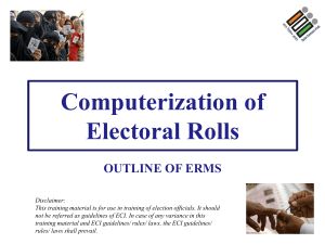Computerization of E-Rolls - Office of the Chief Electoral Officer